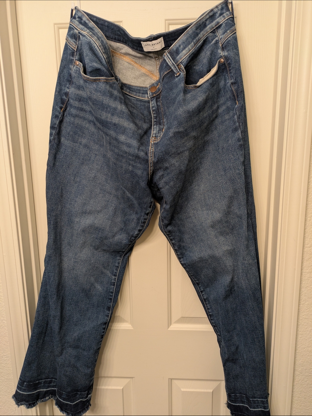 Lane Bryant Flare Leg Denim Jeans With Distressed Edges